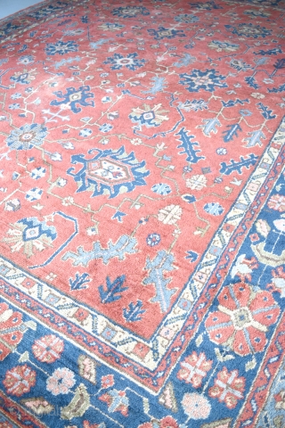 An Old 'Maples' Ushak carpet with soft dyes and allover design in good original condition., just slight wear in places and a few old moth nibbles. Now clean mothproofed and floor ready.
Circa  ...