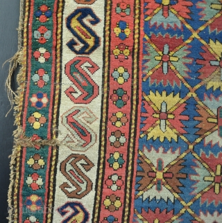 An antique Kuba runner, good pile, but filthy with some losses etc, easily fixed. Late  19th century               