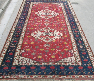 A fabulous Khamseh main carpet, very fine with great colors and exquisite drawing. Mid 19th century or before. About 10x5, Even low pile.          