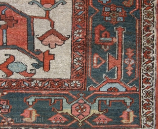 A good Heriz carpet in decent, original condition with very decorative colors. late 19th century. 12'3 x 10'1.               