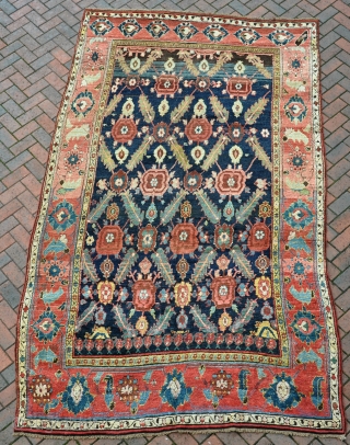 Unusual Kurdish carpet, 19th century, a little fushine, but mainly very good dyes in full pile. Some old,local but good quality repairs, mainly to one end, very slightly shaped, but funky and  ...