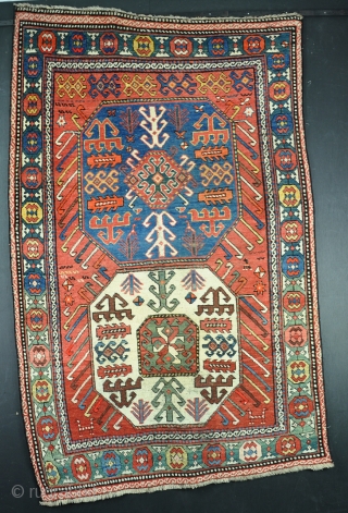 An antique Chajli rug, missing outer guard, mostly in good pile with nice color. Late 19th century. 177x116cm               