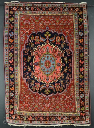 Antique Bijar rug oif unusual size. Good wool and dyes, slight fraying to ends otherwise excellent original condition. Late 19th century.            