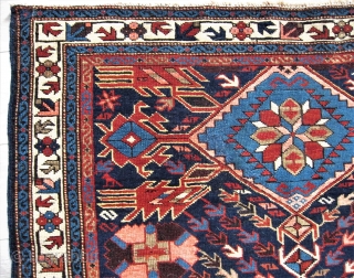 19th Cent. Kuba Rare Pattern Photo Included from Luciano Coen Book - The Oriental Rug.
Lots of colors including Watermelon, Deep Blue and Green, Wild Abrash at one end.
Length 62" x 42".  