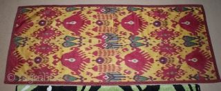 A superb 1850th Uzbek ikat panel. it is collectible piece, it has superb graphic and colours. it is very rare piece, and  it is silk warp/cotton weft. it is one of  ...