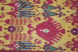 A superb 1850th Uzbek ikat panel. it is collectible piece, it has superb graphic and colours. it is very rare piece, and  it is silk warp/cotton weft. it is one of  ...