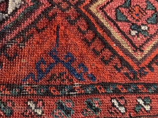 Ersari Turkoman Torba, early 20th century, 1-6 x 3-6 (46 x 107), rug was hand washed, 4 small holes, wear, end loss, good handle, blacks oxidized, nice dark green, plus shipping.  