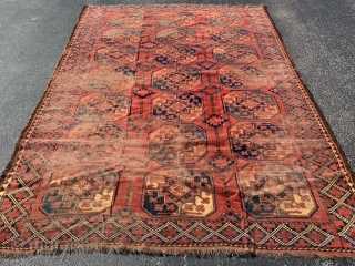 Ersari Turkoman, late 19th century, 6-11 x 8-11 (211 x 272), rug was hand washed, worn areas, pile areas, super colors, original ends and edges, plus shipping.      