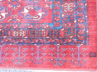 Turkmen Beshir Chuval, late 19th century, 3 x 4-8 (.91 x 1.42), very good condition, skirt end overcast, I washed this rug, plus shipping.         