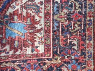 Persian Heriz, 8-11 x 12-3 (2.72 x 3.73), circa 1930, very good condition, full thick pile, original twisted fringe, original edges, was dusted (no dirt), was stored in attic (never used).  