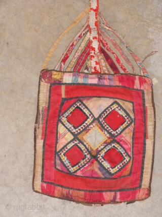 Lakai, Uzbekistan, Ikat, Needlepoint, 9" x 10" (.23 x .25), late 19th century, hanging piece, wear.                 