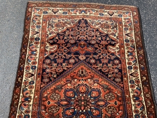 Persian Hamadan, early 20th century, 3-8 x 6-3 (112 x 190), very good condition, rug was hand washed, full pile, Kurdish, original braiding one end, plus shipping.      