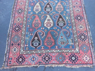 Caucasian Shirvan, circa 1900, 3-8 x 5-8 (1.12 x 1.73), wear, holes, end loss, rug has been washed, plus shipping.             