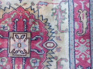 Turkish Oushak, circa 1920, 3-7 x 6-3 (1.09 x 1.90), wear, end loss, rug has been washed, plus shipping.              