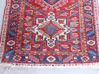 Persian Karaja, circa 1930-40, 3-4 x 4-7 (1.02 x 1.40), end loss both ends, full pile,rug has been washed, plus shipping.            