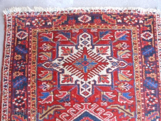 Persian Karaja, circa 1930-40, 3-4 x 4-7 (1.02 x 1.40), end loss both ends, full pile,rug has been washed, plus shipping.            