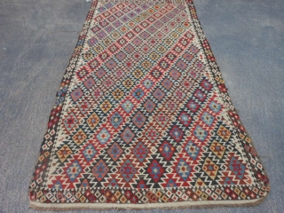 Caucasian Shirvan Kilim, late 19th century, 5-1 x 10-7 (1.55 x 3.23), slit tapestry weave, blacks oxidized, few small animals, original ends, edges need work, clean, weak areas.     