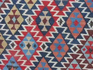 Caucasian Shirvan Kilim, late 19th century, 5-1 x 10-7 (1.55 x 3.23), slit tapestry weave, blacks oxidized, few small animals, original ends, edges need work, clean, weak areas.     