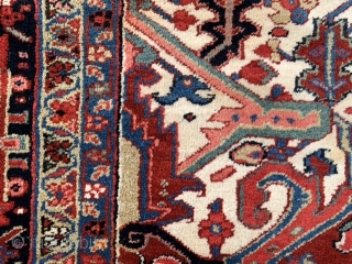 Persian Heriz, early 20th century, 11-8 x 20-8 (356 x 630), very good condition, full pile, original side bindings, original ends, rug was professionally washed, good crisp colors, high definition pics available,  ...