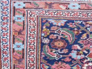 Persian Kurdish Runner, late 19th century, 3-4 x 12-0 (1.02 x 3.66), browns oxidized, rug was washed, decent pile - some wear, ends overcast, abrash main border, good colors, plus shipping.  