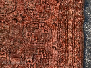 Turkoman Ersari, late 19th century, 4-9 x 5-7 (145 x 170), rug was hand washed, wear, original edges and ends, plus shipping.           