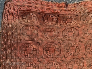 Turkoman Ersari, late 19th century, 4-9 x 5-7 (145 x 170), rug was hand washed, wear, original edges and ends, plus shipping.           