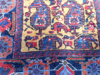 Persian Afshar Bag face, late 19th century, 1-7 x 1-8 (.48 x .51), rug was hand washed, saturated colors, great orange, green, gold, floppy handle, slight moth damage, 2 inch soumac piece  ...