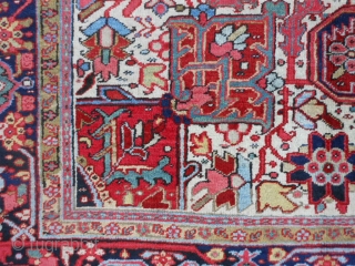 Persian Heriz, circa 1920, 9-9 x 12-7 (2.97 x 3.84), very good condition, original edges and ends, ends have been overcast, rug is clean, great size - small 10 x 13, good  ...