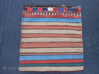 Persian Veramin Kilim bag, late 19th century, 2-1 x 2-4 (.64 x .71), good condition, slit taperstry weave, needs wash, see last pic back was shortened by 2 inches, plus shipping.  