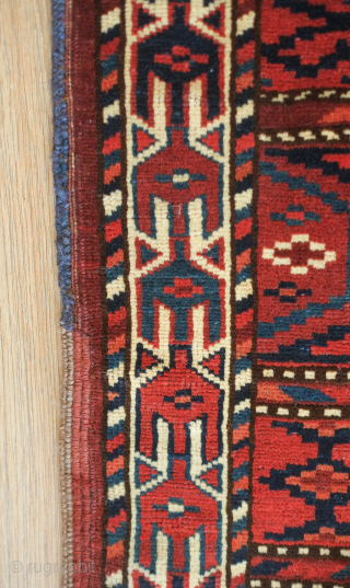 Yomut Turkmen rug, early 20th century.  This weave on this kilim design rug is exceptional and so is the wool. Good colors and dated to 1905 according to the inscription. Excellent  ...