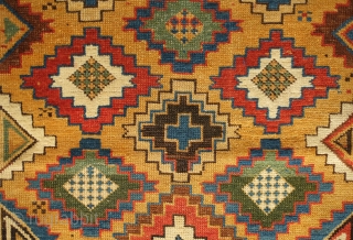 Daghestan Rug, 3rd-4th Quarter of the 19th Century. Wonderful color scheme. Unusual design with trees of life on the bottom. Visually keeps the eye interested. 118 x 193 cm.
    