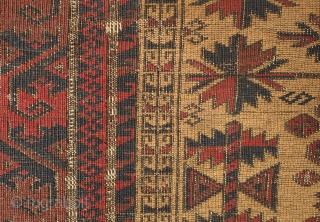 Baluch prayer rug, Khorasan, 3rd quarter of 19th century. Distressed and missing the bottom border but still got it.  93 x 150 cm         