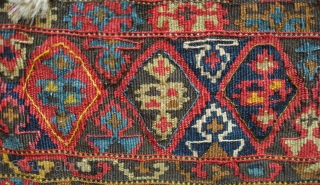 Malatya saddle bag, late 19th century.  Nice array of colors with even a some yellow.  The sides of the bridge have been reinforced probably by the original owner.  Some  ...