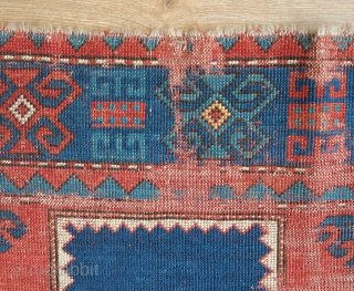 Fachralo Kazak rug, Mid to 3rd quarter of the 19th century?  Intriguing double cross motif which almost foats over the ground.  A striking effect with the use of contrasting red  ...