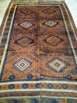 Balouch Main Carpet 12' x 7'6" in near mint condition. Last quarter of 19th century with great soft wool and some cotton highlights $4800.         