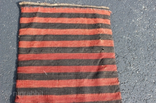 Antique Caucasian Karabagh (Qarabagh) soumak (soumac, sumac) half khorjin, 19th century, complete with striped flat-woven back.  All dyes natural.  Please ask for additional photos if needed.     