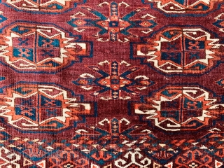 Antique 19th century Kizil Ayak 9 gul chuval, all dyes natural, with traditional well developed chemche secondary gul, and an unusual elem.  Just found.  Please ask for additional photos if  ...