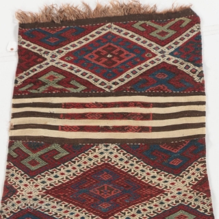 Antique Anatolian cicim panel, with weft faced flat weave, brocade, and zili technique in the middle section.  2'8" by 9'8".  All dyes natural. Please ask for additional photos if needed.  ...