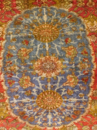 Silk Manchester Kayseri,(?) Turkish, c. 1880-1920(?), 74" X 50".
Very good condition.
Short tear lower end.
SOLD                   