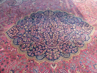 Antique Persian Carpet, Sarouk(?), c.1890-1920 (?), 13' X 20'
Good lightly worn condition with 2 small burn holes near the one end.
SOLD            