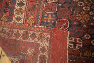 Large Afshar carpet. Great size, big piece. Fragile on one end, old moth holes, wear across. Mostly intact. 6'2" x 11'1". Contact for more info.        