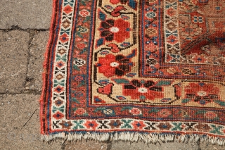 Mid 19th century maybe earlier Kurdish 6x8. Scattered wear and mends, professionally reduced in length.                  