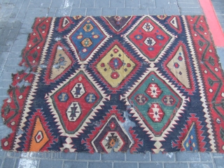 Caucasian kilim fragment size:163x130-cm /64.1x51.1-inches Ask about this 

                        