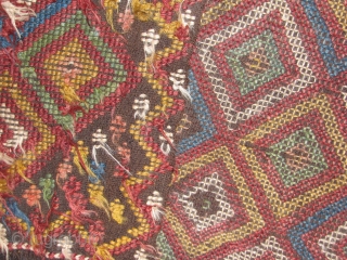 This is a flatweave fragment with all natural colors,as found. Some parts the worn out spots can be restored easily,restoration available on all kind of handmade rugs      