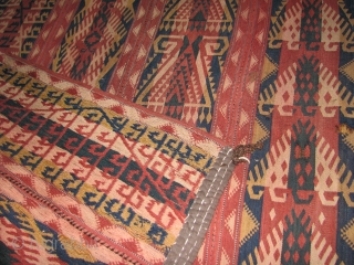 Here is an old gajary kilim with very interesting drawing all natural colors                    