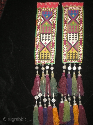 Late 19th century's pair of hair bands with some silver beads in perfect condition.                   