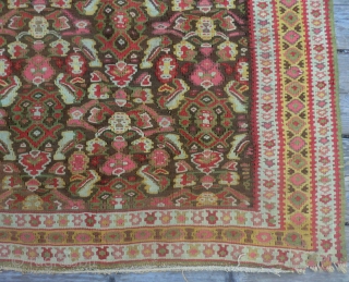  	
Antique Senna Kilim Early 19th Century (or older) -49.5" by 75"
A very fine example of an antique Senna slit-woven rug. Many beautiful colors such as coral, pale blue, green, yellow and  ...