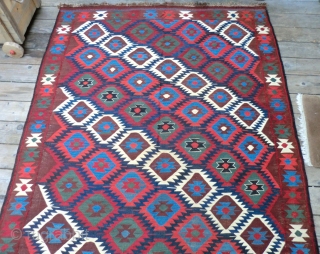 Antique Caucasian Kilim Rug -Approximately 5 feet by 11 feet. A very well-designed and executed Kilim that is extremely pleasing to the eye in its harmony and choice of colors. All original  ...