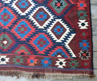 Antique Caucasian Kilim Rug -Approximately 5 feet by 11 feet. A very well-designed and executed Kilim that is extremely pleasing to the eye in its harmony and choice of colors. All original  ...