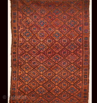 pretty, old, Kurdish Baluch  rug. Nice colours. Size: 191cm x 123cm                     
